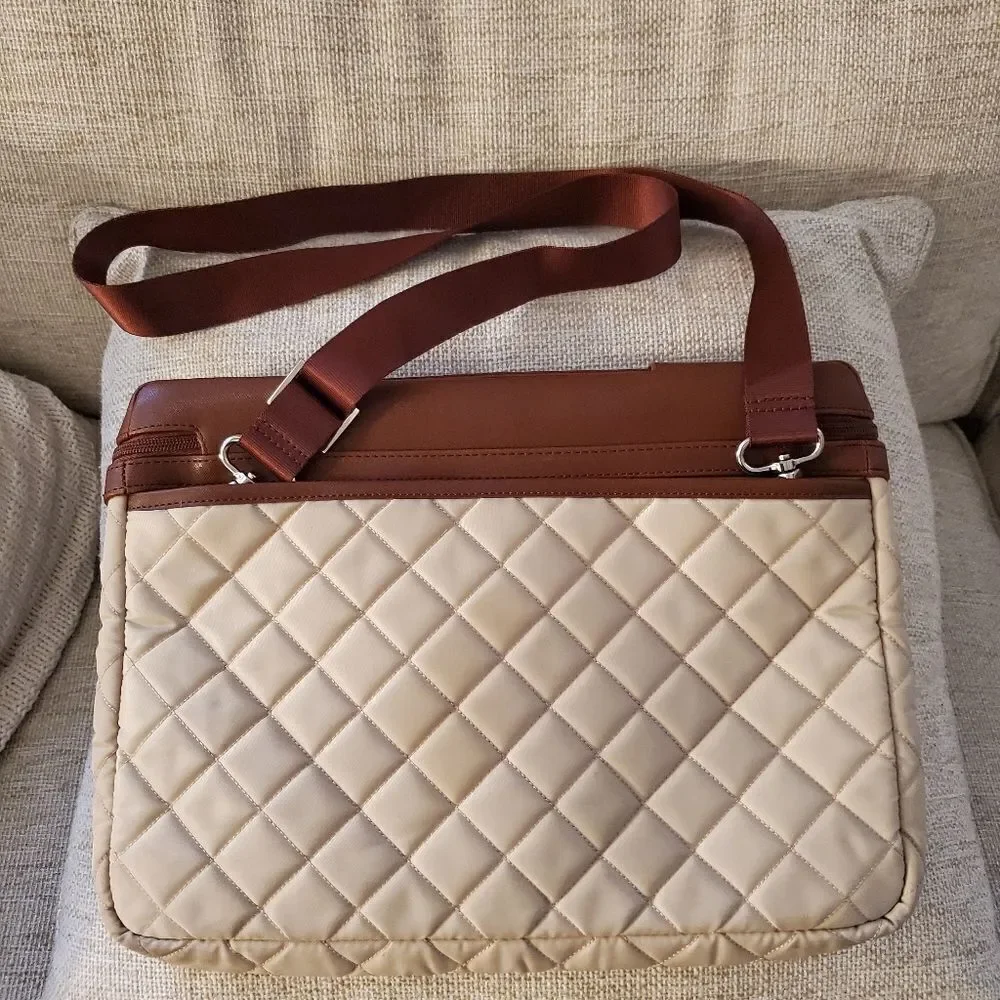 Knomo Tan Quilted Laptop Bag
